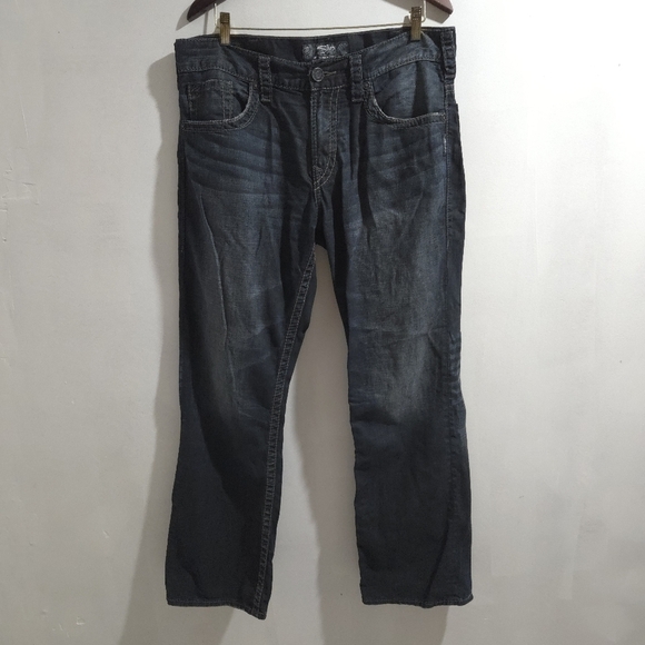 Silver | Gordie Men's Dark Blue Almost Grey Straight Leg Jeans - Picture 1 of 11